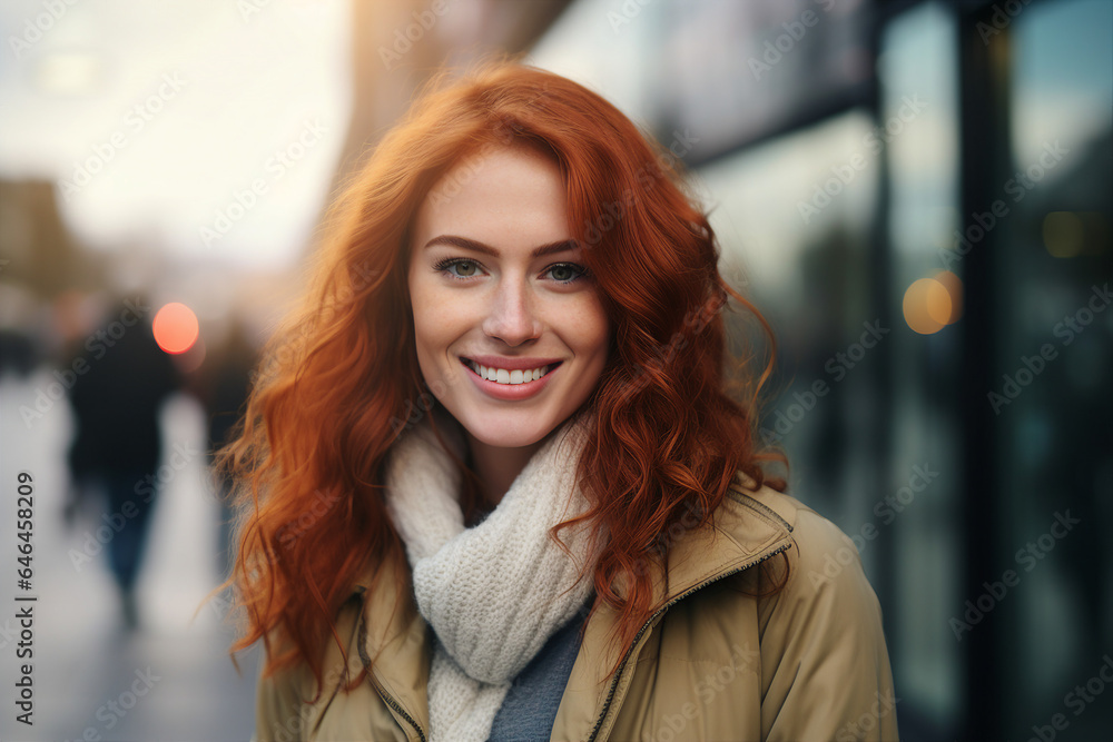 Generative AI picture of young attractive woman in the city lights backdrop Generative AI picture of young attractive woman in the city lights backdrop
