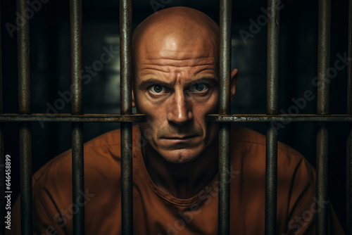 Generative AI technology portrait of prisoner criminal in jail