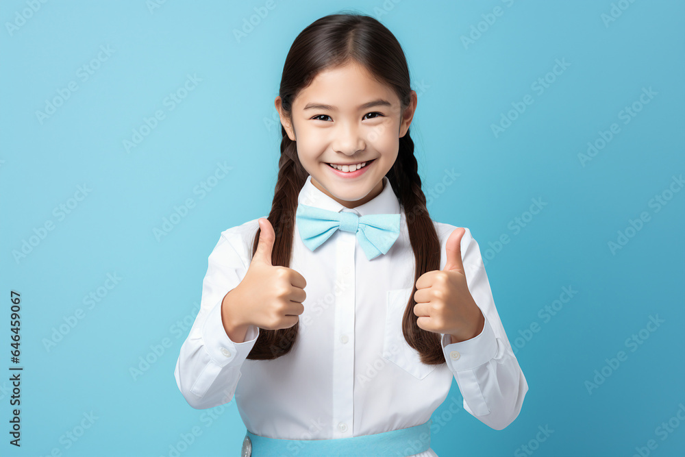 Generative AI ai technology picture of cute little school children girl boy Generative AI ai technology picture of cute little school children girl boy