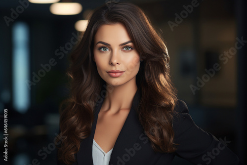 Generative AI portrait of amazing executive office worker brunette woman