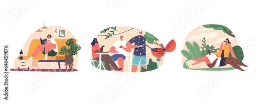 Characters Rest On Weekends, Find Respite From Work, Enjoying Relaxation, Hobbies, And Time With Loved Ones