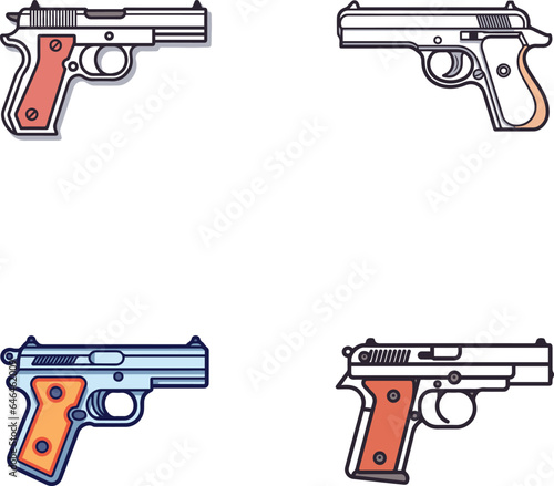 a gun, pistol flat colorful logo vector illustration pack