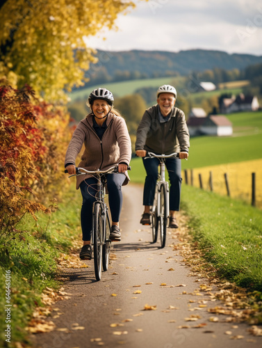 A Photo of Seniors Cycling Through the Countryside