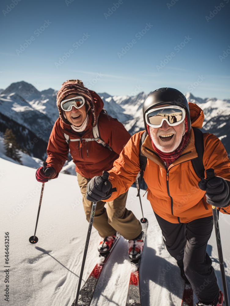Φωτογραφία A Photo of Seniors Skiing in the Swiss Alps