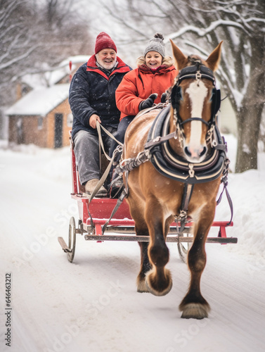 A Photo of Seniors Riding in a Horse-Drawn Sleigh in Winter © Nathan Hutchcraft