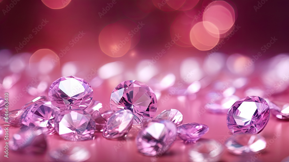 Diamonds on pink bokeh background. Diamonds on pink bokeh background.