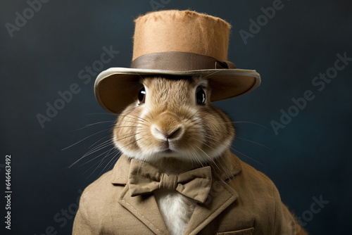 cute rabbit wearing a hat