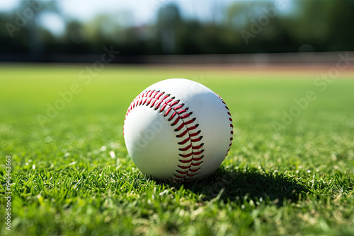 baseball  ball on grass © reddish
