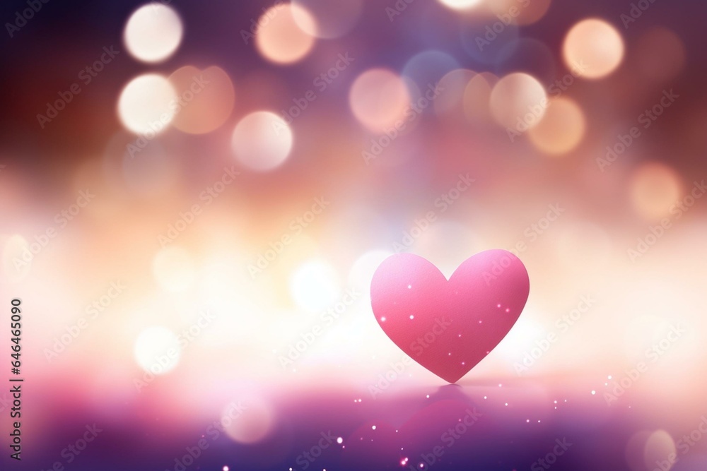 Background with two heart-shaped bokeh lights, symbolizing love on Valentines Day. Generative AI