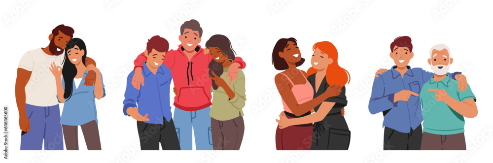 Friends Embrace Warmly, Sharing A Heartfelt Hug That Conveys Their Deep Bond And Affection For Each Other Friends Embrace Warmly, Sharing A Heartfelt Hug That Conveys Their Deep Bond And Affection For Each Other