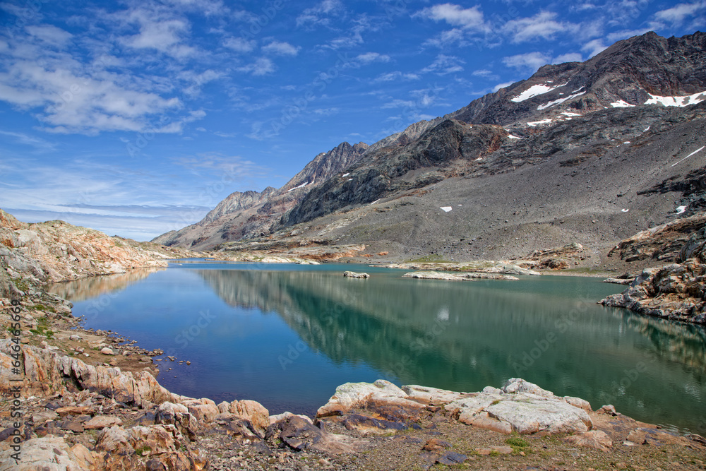 Refelction of slopes on the lake, Lac de la Fare