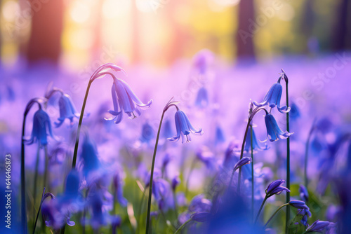 Bluebell Bliss: A Field of Vibrant Blue Blossoms, Nature's Symphony in Shades of Azure photo