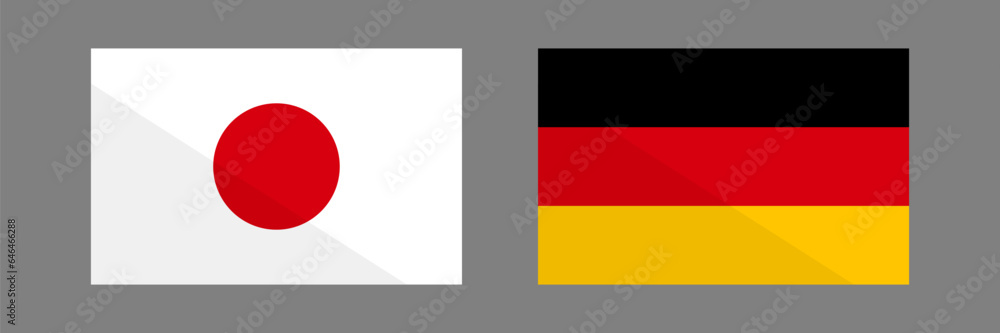 Japanese flag and German flag icon set. Vector. Japanese flag and German flag icon set. Vector.