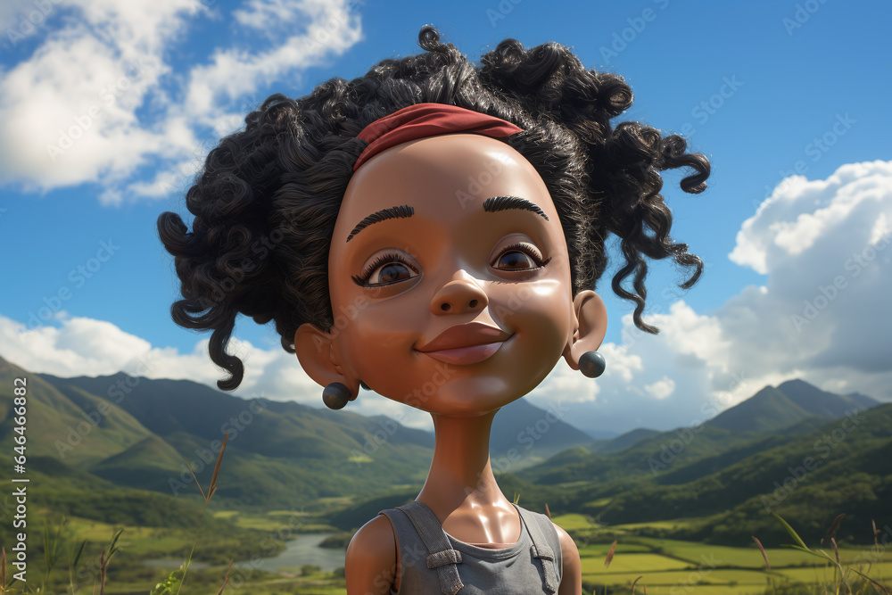 Φωτογραφία Jeune fille de Colombie style cartoon caricature (Amérique) » IA générative