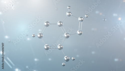 adenine molecular structure, 3d model molecule, purine nucleobase, structural chemical formula view from a microscope