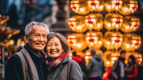Elderly asian couple on vacation
