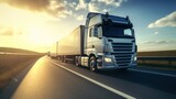 Heavy vehicle truck on highway with clean background