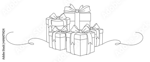 gift box line art style. birthday, merry christmas, thanksgiving, black friday element vector	
