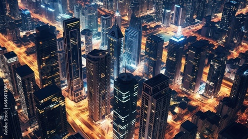 Futuristic cityscapes at night time
