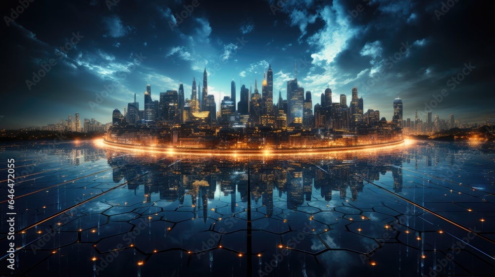 Fototapeta premium modern city with technology