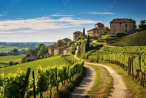 Fototapeta Scenic vineyards in Saint Emilion, Bordeaux, France