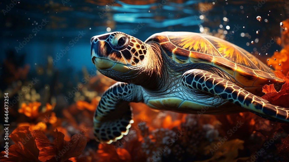 Sea Turtle - beautiful animal under the water. Sea Turtle - beautiful animal under the water.