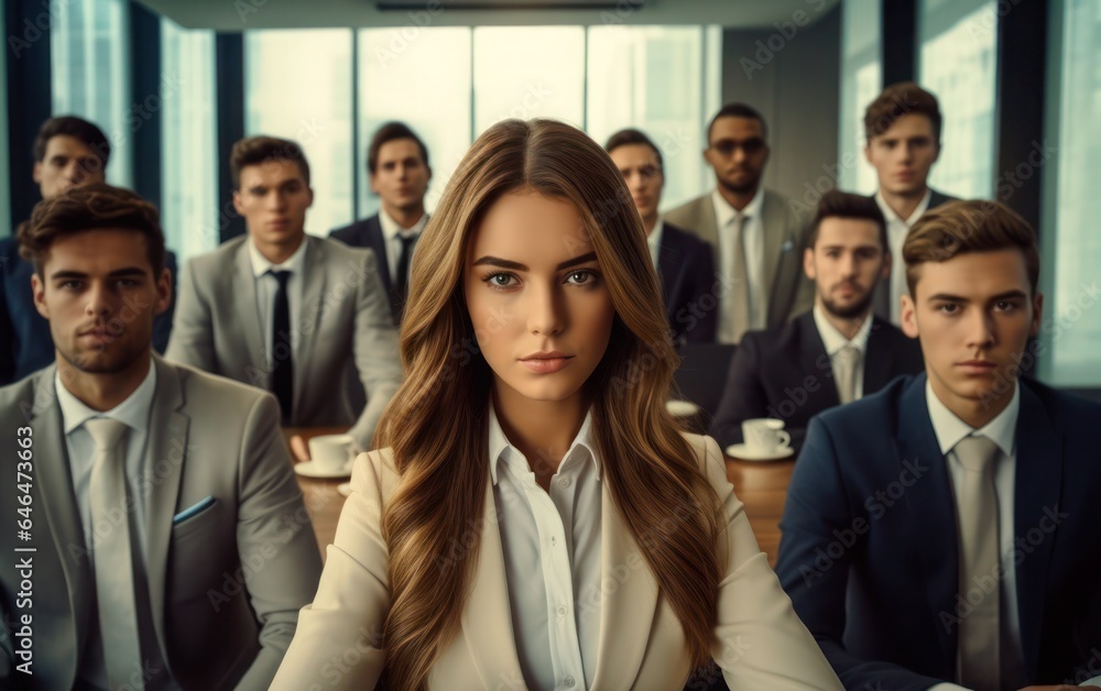 Group of businessman confidant look in office background Group of businessman confidant look in office background