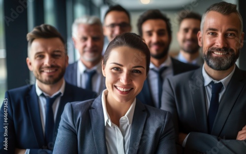 Group of businessman confidant look in office background