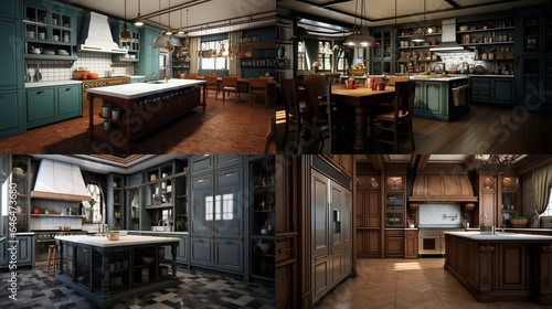 A kitchen with a hidden pantry and a central kitchen island © Naseem