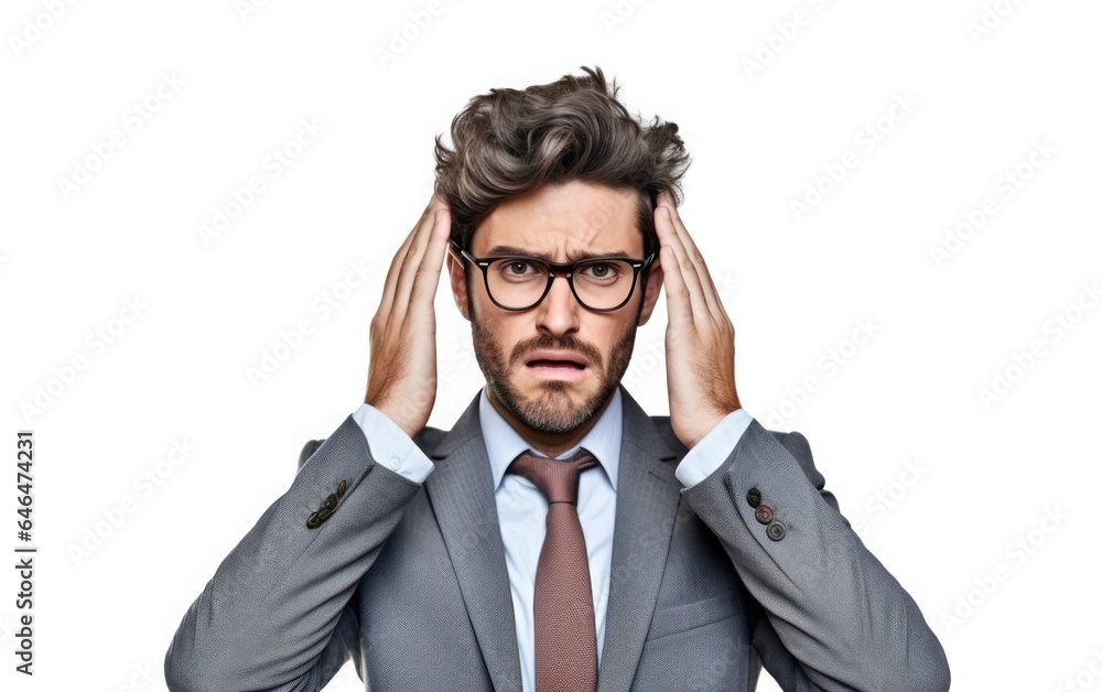 Businessman look stress moment in office background Businessman look stress moment in office background