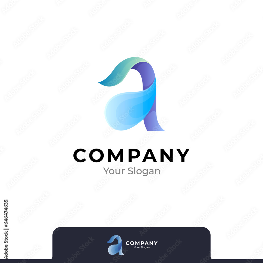 Letter a combination with water drop and leaf logo Letter a combination with water drop and leaf logo