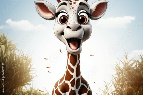 Cartoon giraffe wears a melancholic expression  tugging at heartstrings
