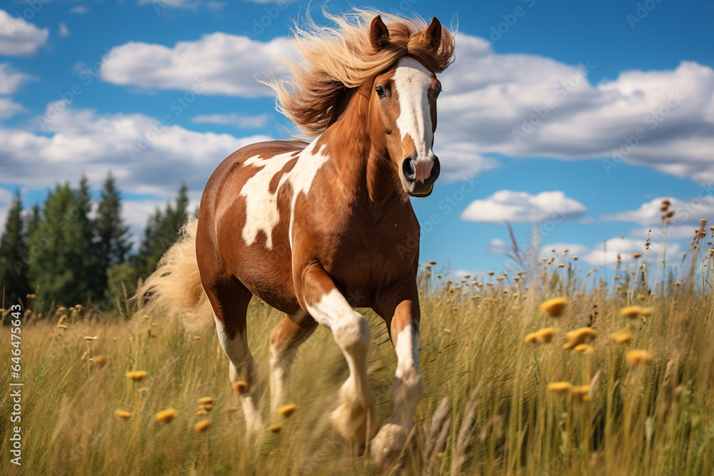 a horse running in the meadow a horse running in the meadow