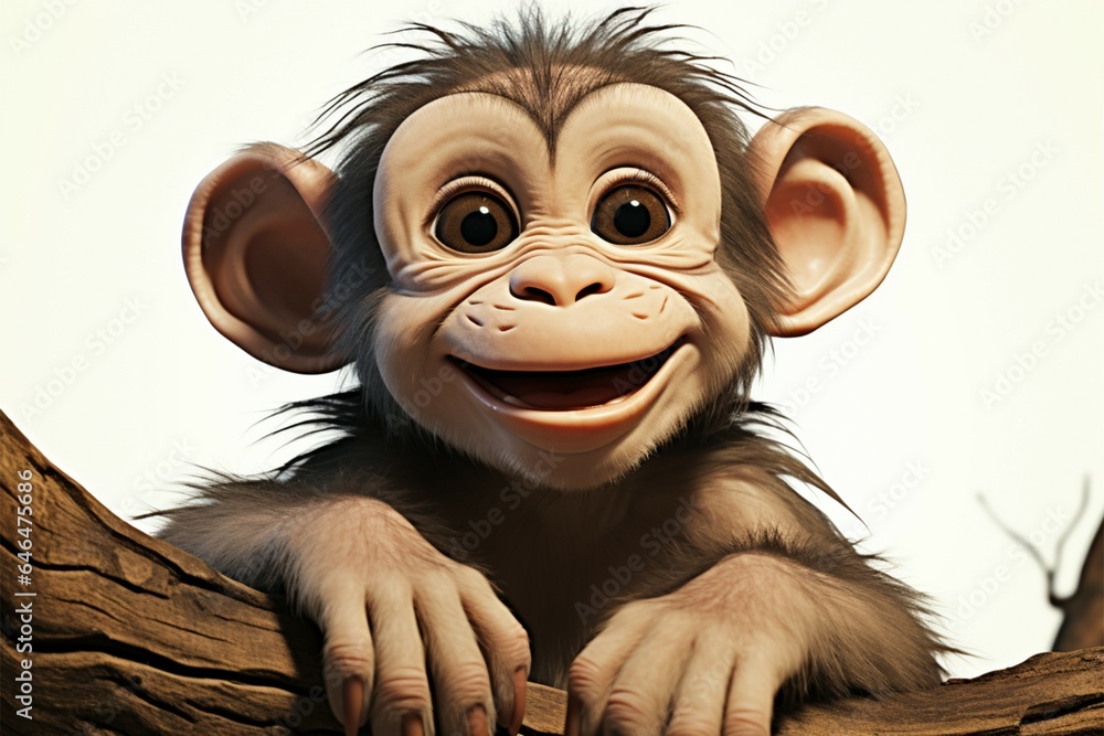 Monkey in animated form takes a break, infusing humor into scenes - obrazy, fototapety, plakaty 