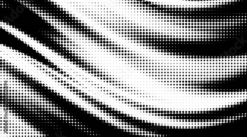 Monochrome gradient halftone dots background. Vector illustration. Big wave