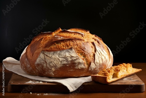Freshly baked sourdough bread on a plain background. Generative AI
