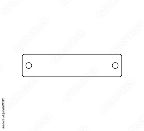 Vector isolated one single rectangle nameplate tag label rounded with two holes shape colorless black and white contour line easy drawing