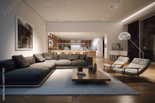 Blueprint for modern living room. Generative AI