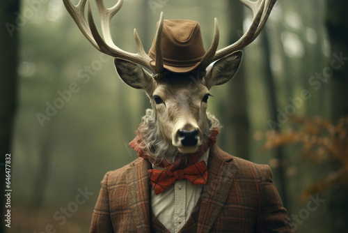 a cool deer wearing a hat photo