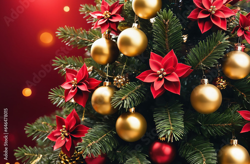 Wallpaper Mural Christmas tree with red and gold background for decoration for Christmas day Torontodigital.ca