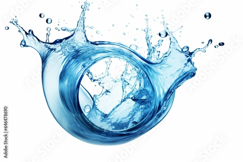 Water splash in spherical form on white background. Generative AI