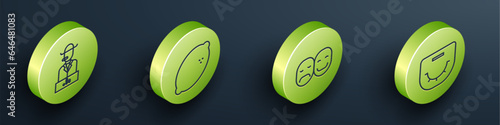 Set Isometric Poker player, Casino slot machine with lemon, Poker player and Poker table icon. Vector
