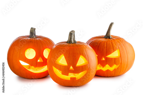 Three Halloween Pumpkins on white © yellowj