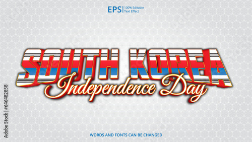 south korea editable text effect with south korea flag pattern concept design vector illustration suitable for poster design on holiday, feast day or national independence day on south korea