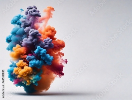 A colorful smoke explosion isolated on white background