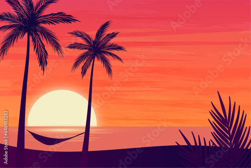 gradient sunset beach Summer landscape background