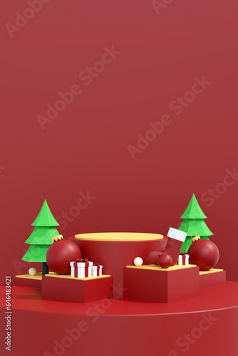 Merry christmas and Happy New Year Holiday Product Display.
