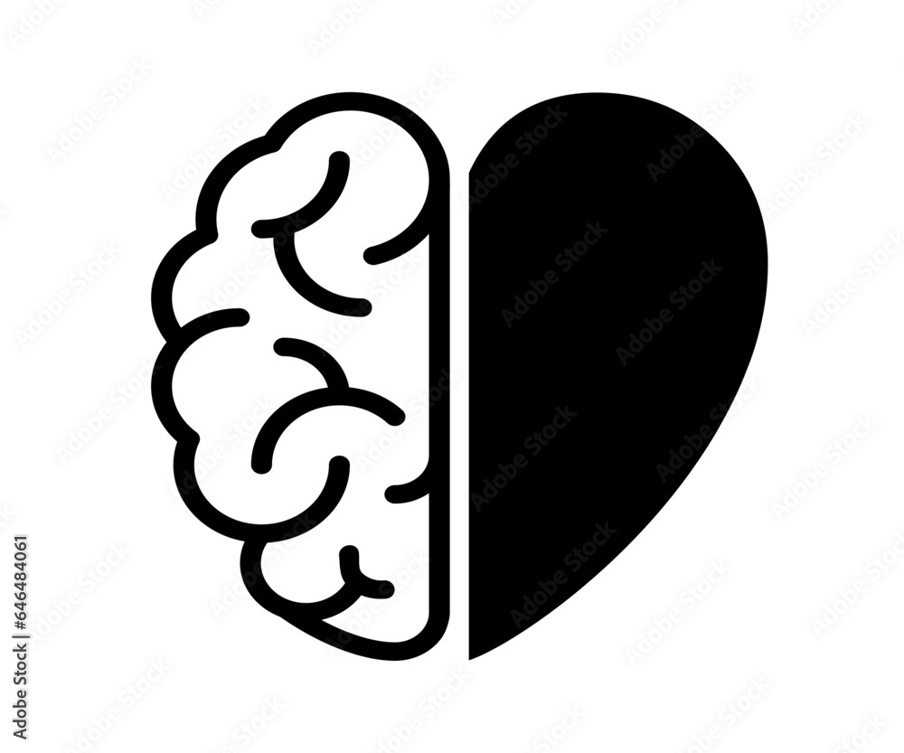 Heart and brain icon. Comparison between reason and feelingmental health, awareness care sign – stock vector Heart and brain icon. Comparison between reason and feelingmental health, awareness care sign – stock vector