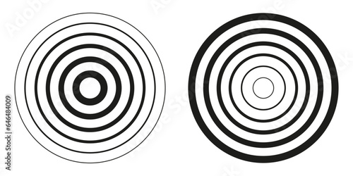 Сoncentric circles set, epicentre radar icon - stock vector