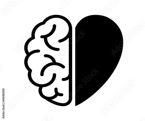 Heart and brain icon. Comparison between reason and feelingmental health, awareness care sign – stock vector